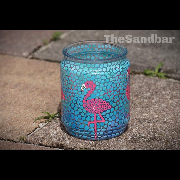 Handpainted Flamingo Glass - TheSandbar - Picture 1 of 2